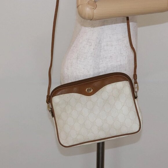 GUCCI GG Supreme Shoulder Bag PVC White Gold 97 02 068 Auth 137884 - Picture 1 of 16
